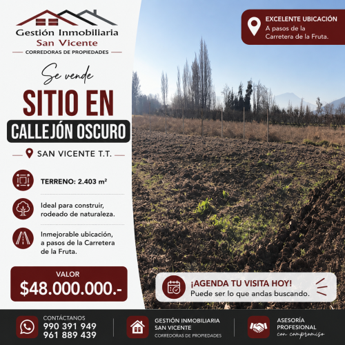 Parcela en Venta Callejón Oscuro SVTT