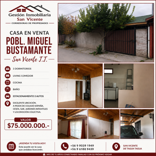 Casa en Venta Villa Miguel Bustamante